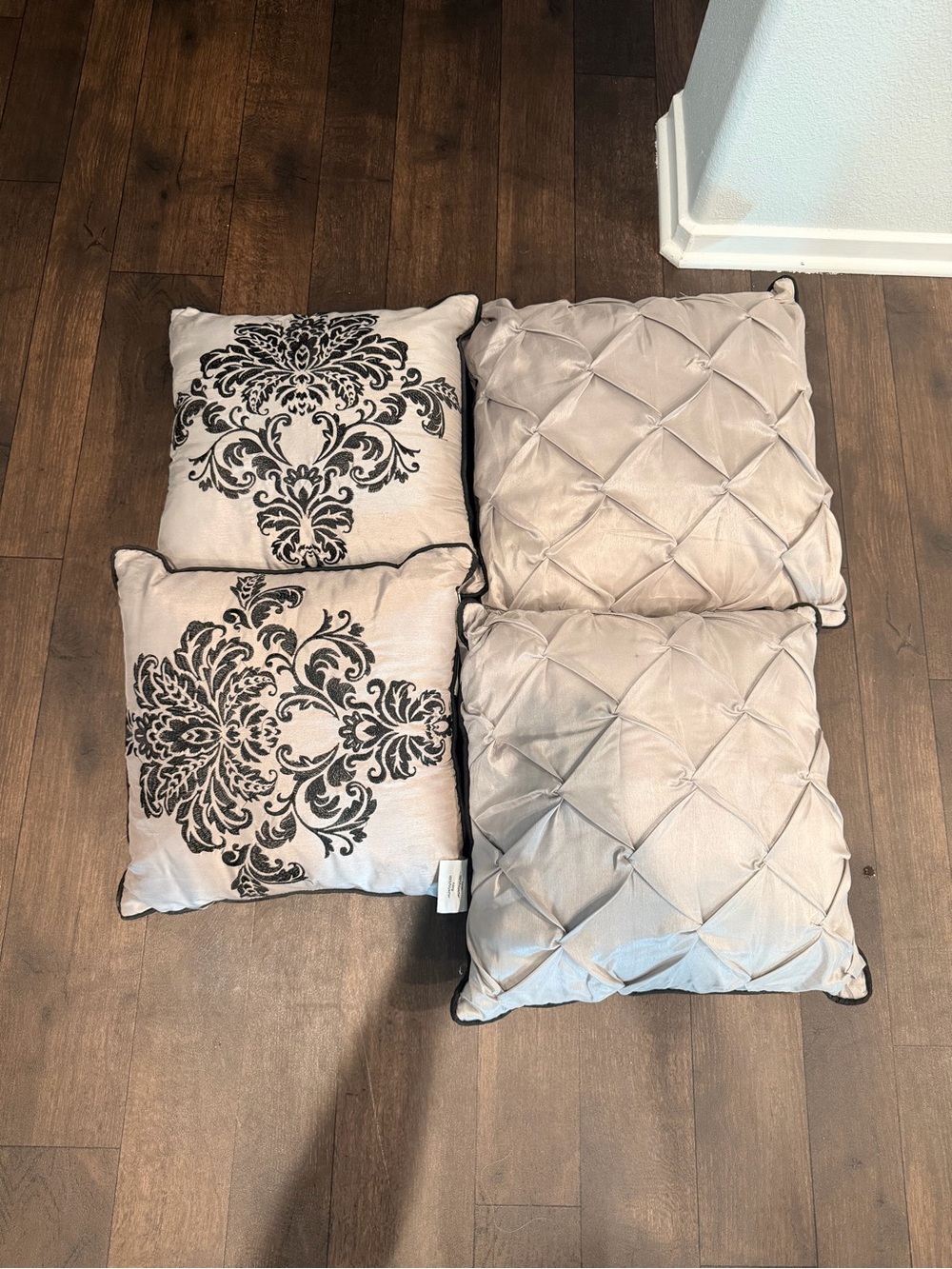 Decorative Throw Pillow Set - Grey Patterned and Textured Cushions